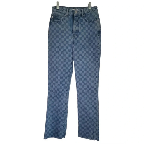 Lovers + Friends Denim - LOVERS AND FRIENDS CHECKERED DISTRESSED JEANS, SIZE 24